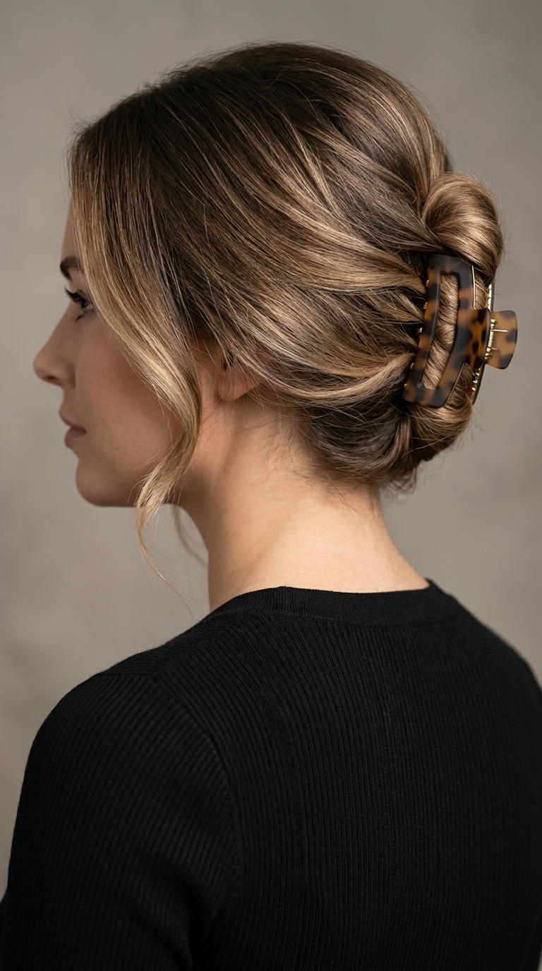 French Twist with a Claw Clip