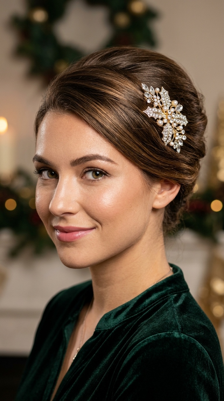 French Twist with a Festive Clip