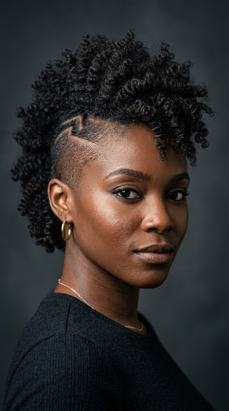 Frizzy Mohawk with Zig-Zag Parting