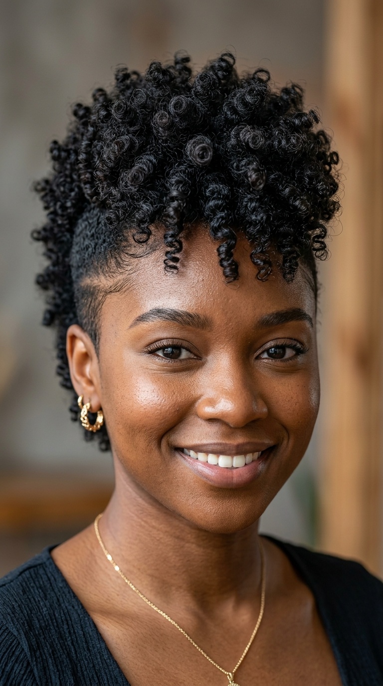 Frohawk with Defined Curls