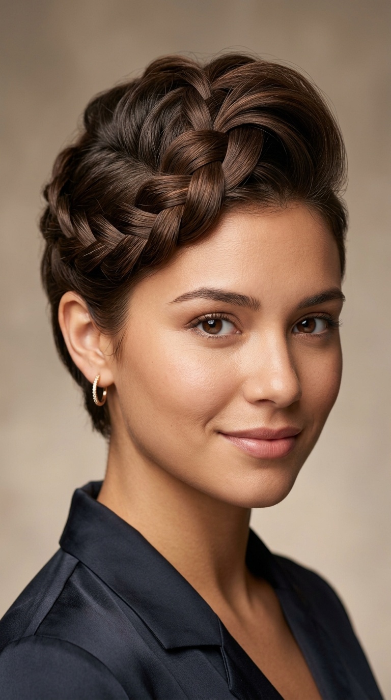 Front Braid Pompadour
