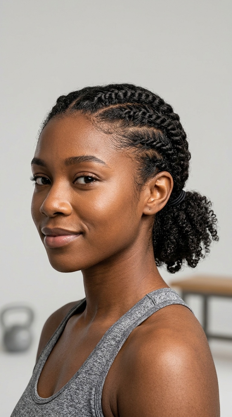 Front Flat Twists with Low Pony