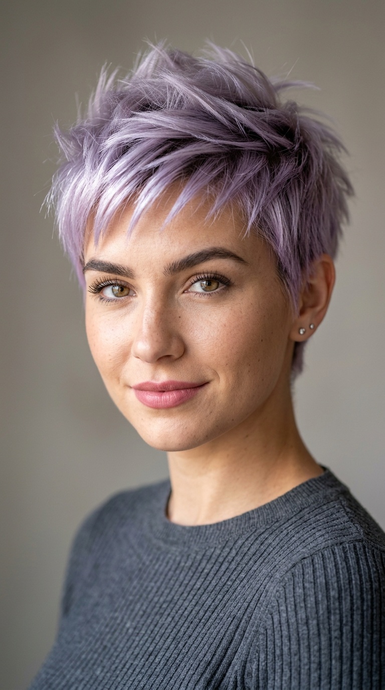 Frosted Lavender Spiky Cut