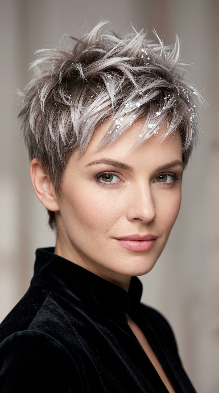 Frosted Tips with Silver Flakes