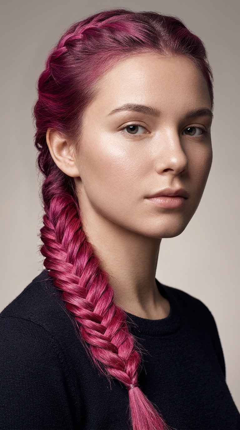 Fuchsia Fishtail Braid