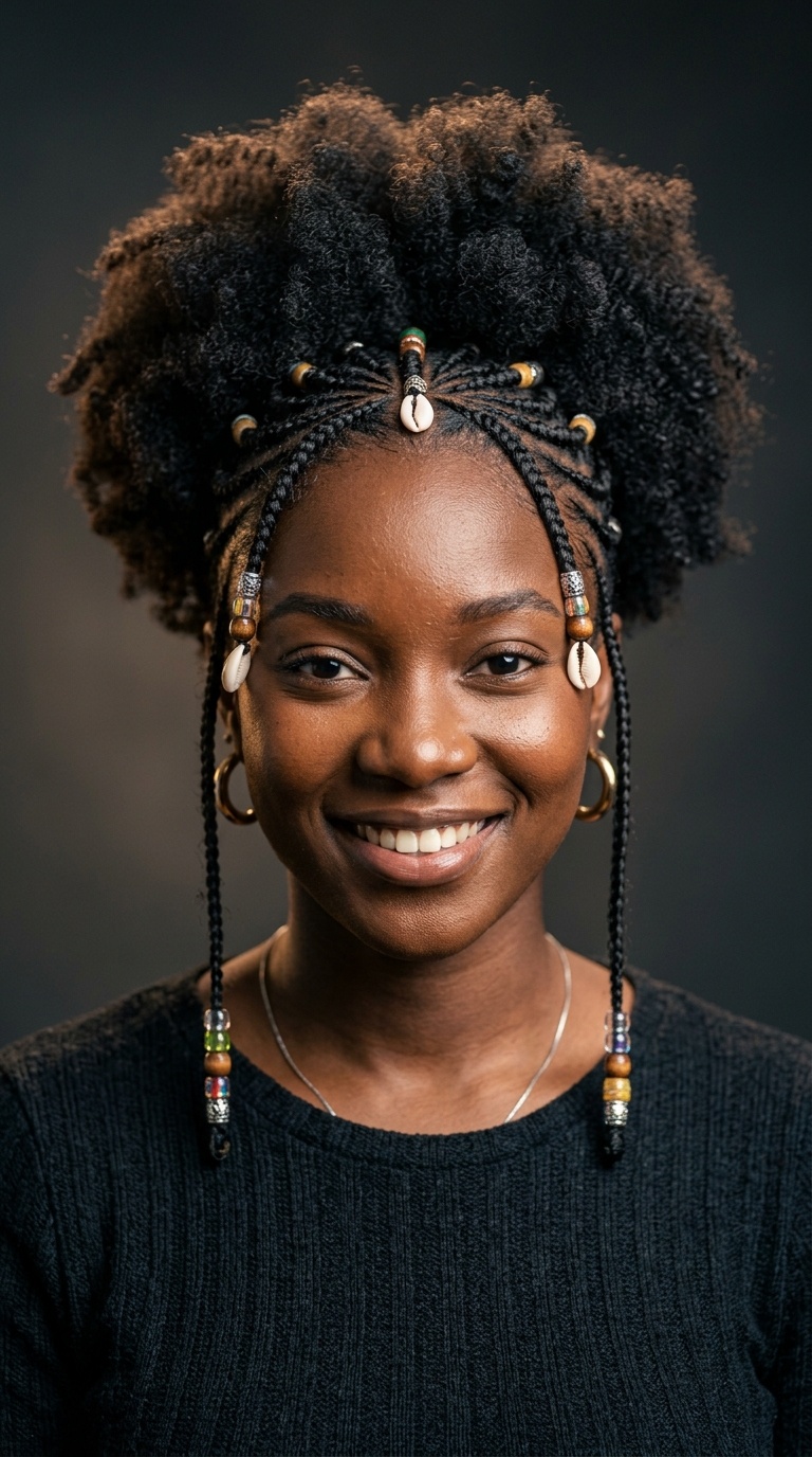 Fulani Braids with Afro Puff