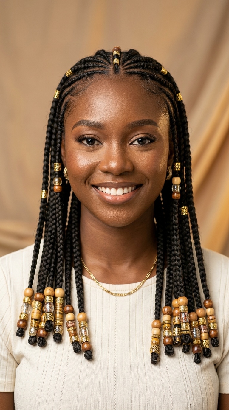Fulani Braids with Bead Finishes