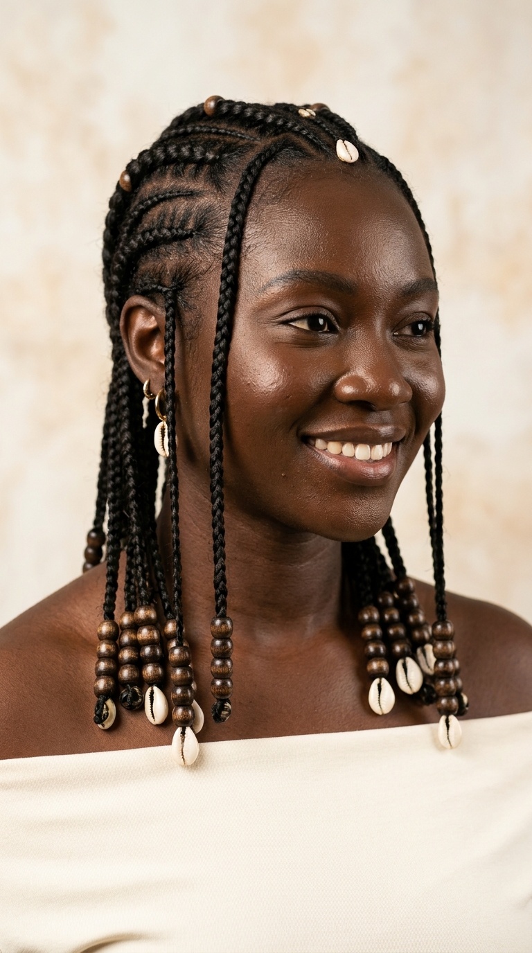 Fulani Braids with Beaded Ends