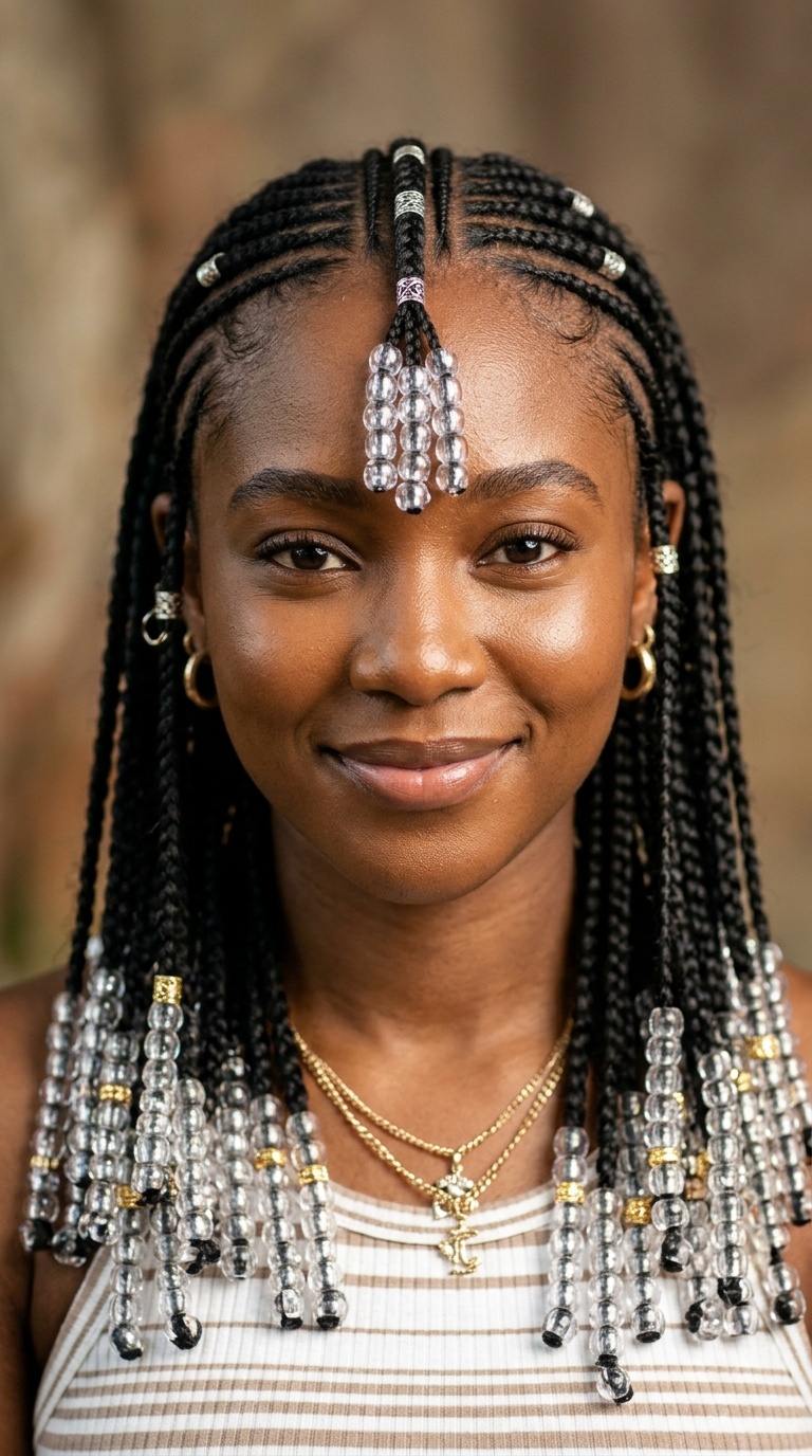 Fulani Braids with Clear Beads