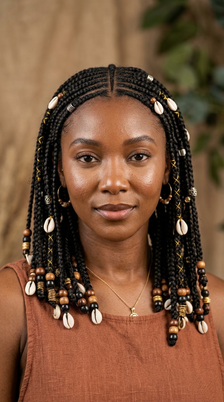 Fulani Braids with Cowrie Shells