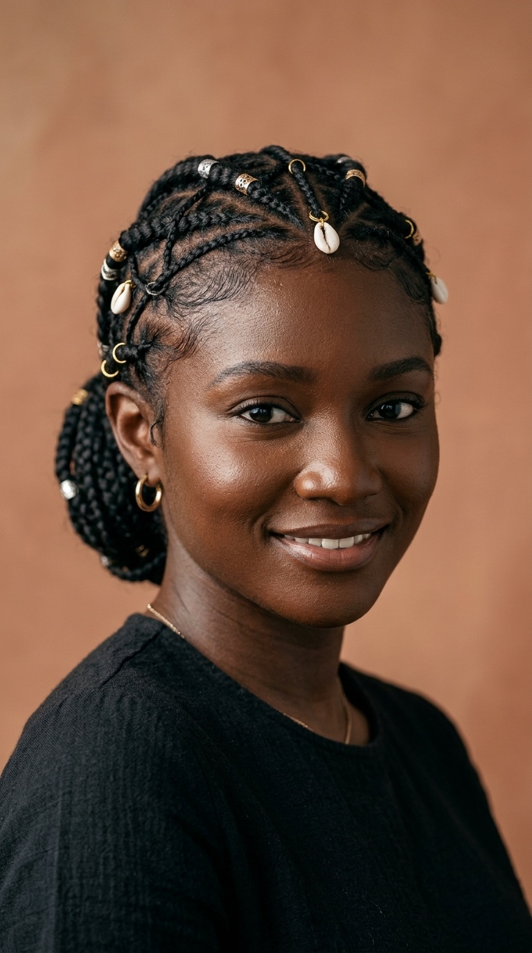 Fulani Braids with Criss-Cross Patterns