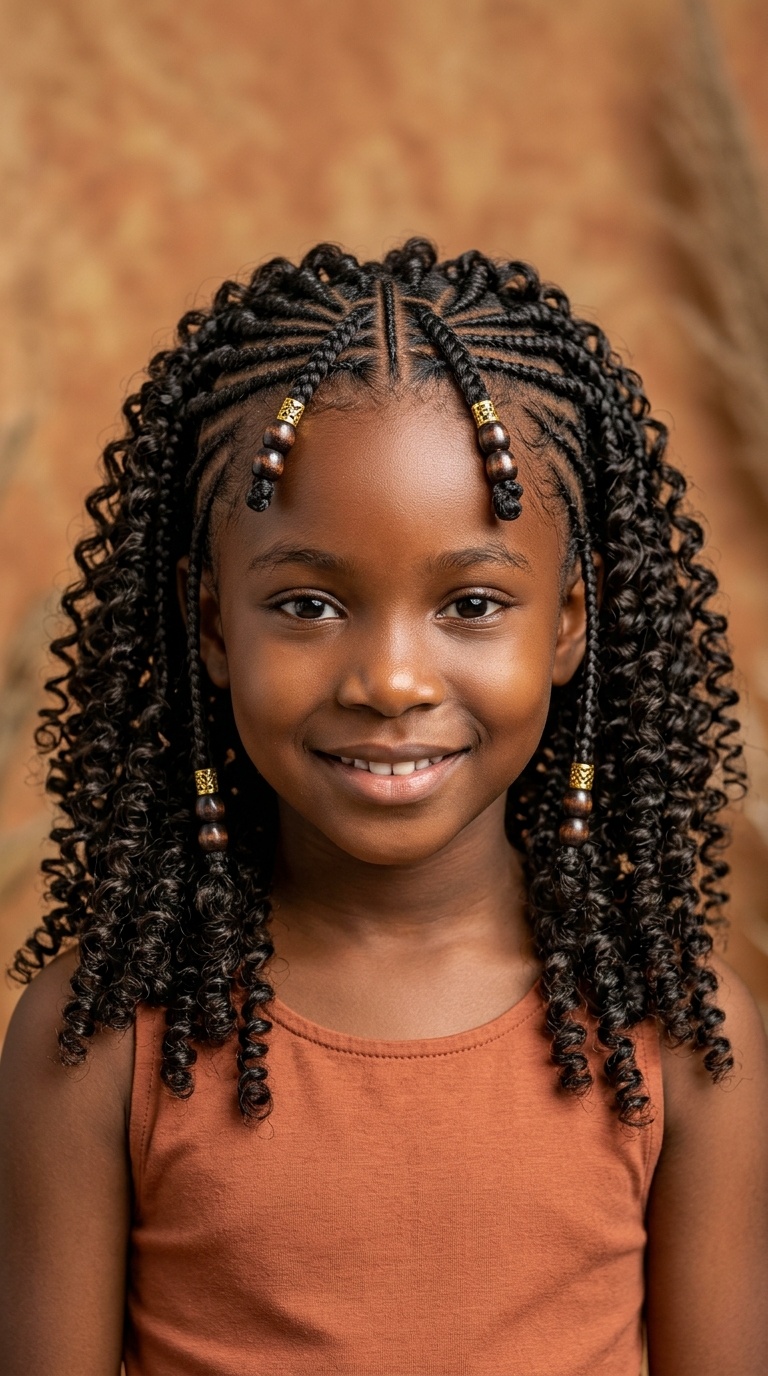 Fulani Braids with Curly Extensions