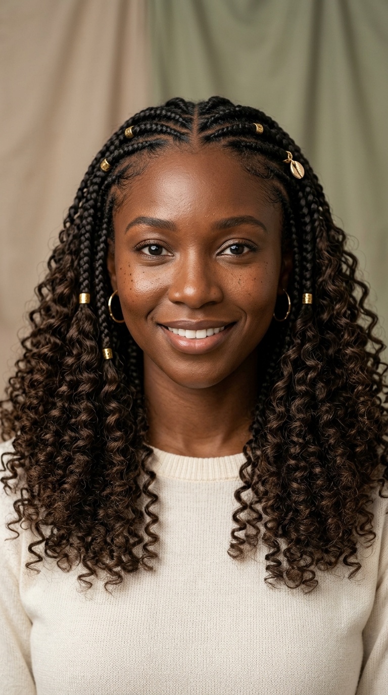 Fulani Braids with Curly Extensions