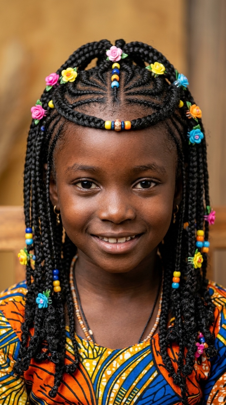 Fulani Braids with Floral Clips