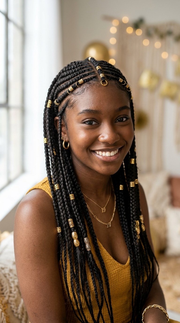 Fulani Braids with Gold Cuffs