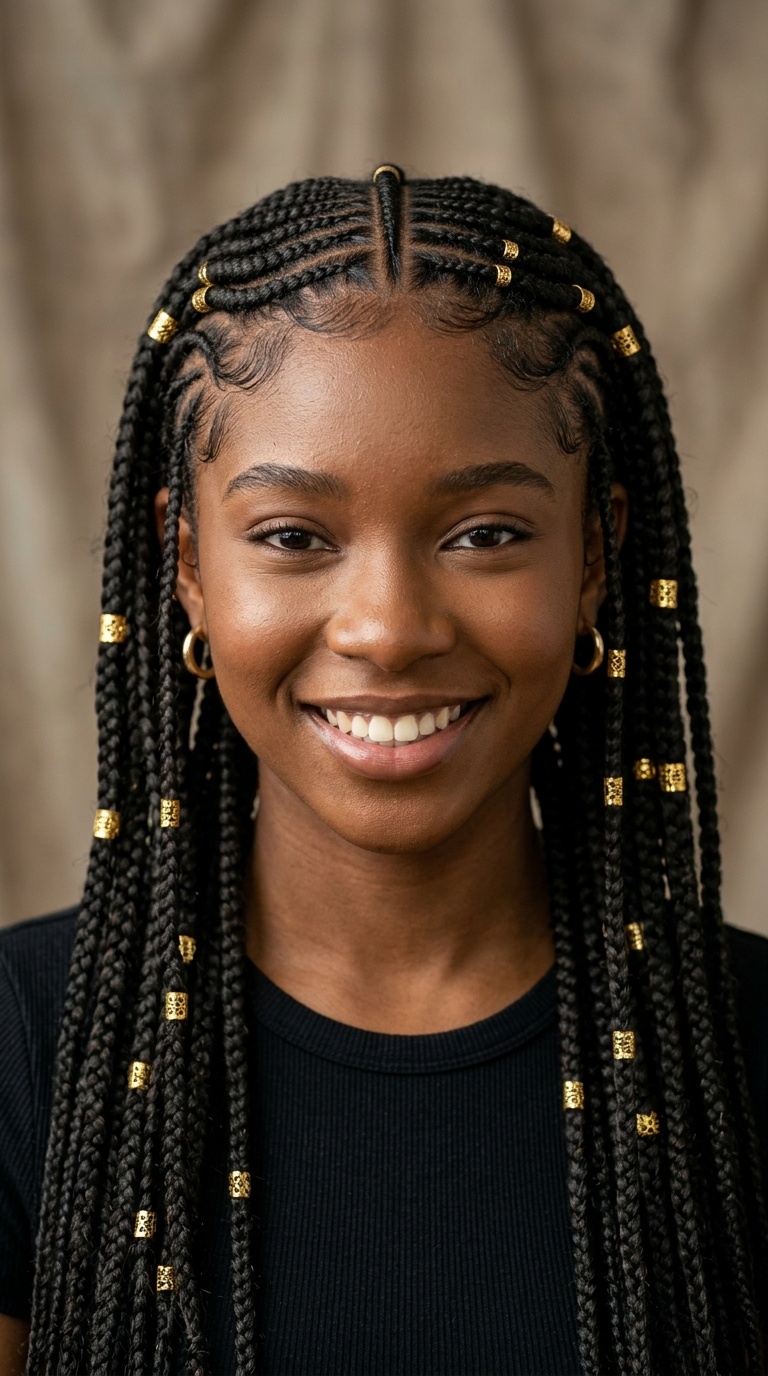 Fulani Braids with Gold Cuffs