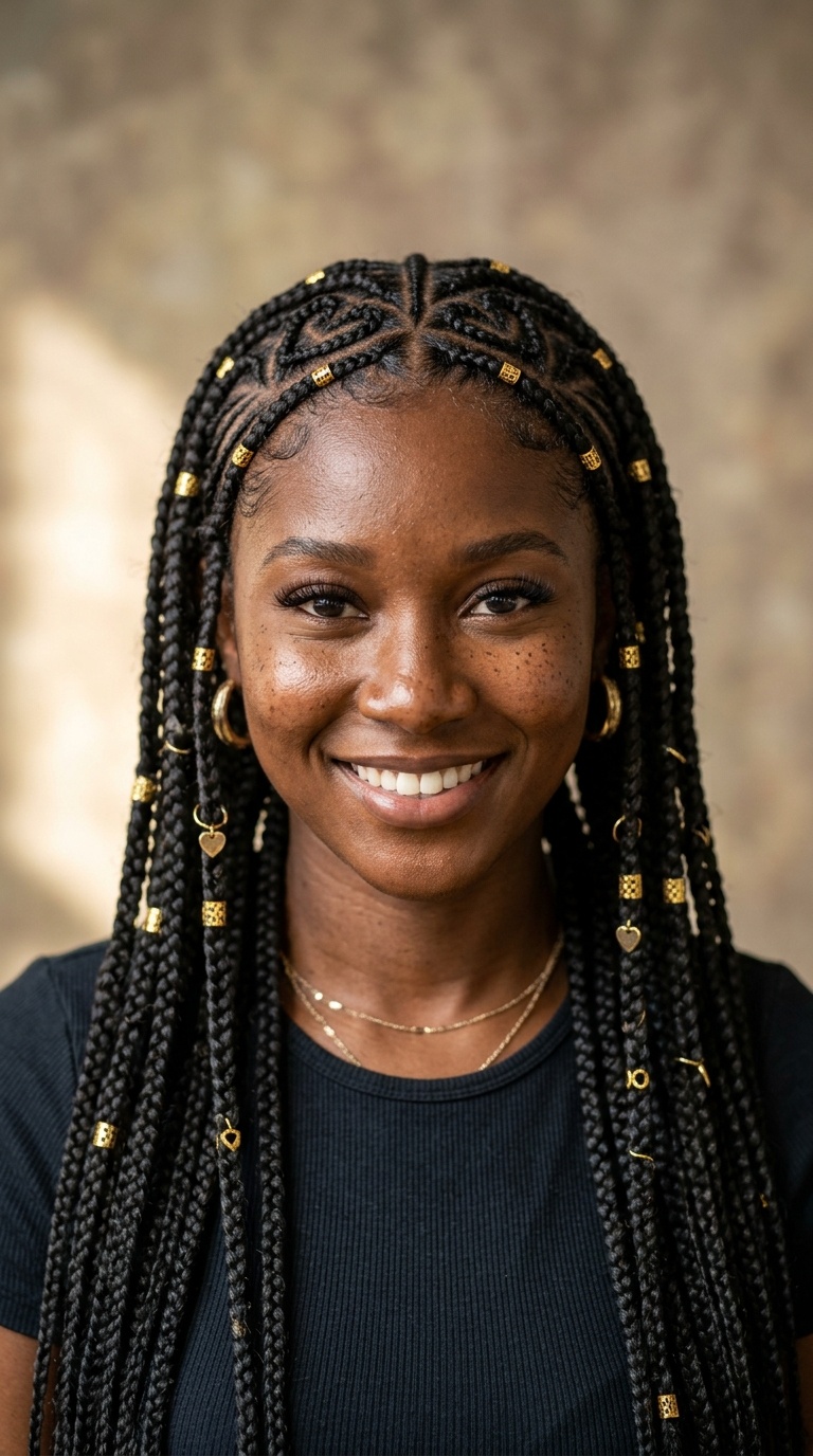 Fulani Braids with Heart Accents