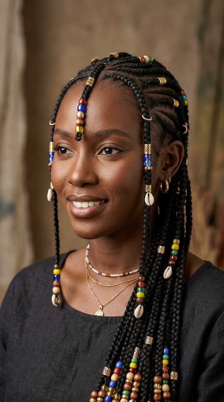 Fulani Braids with Modern Beadwork