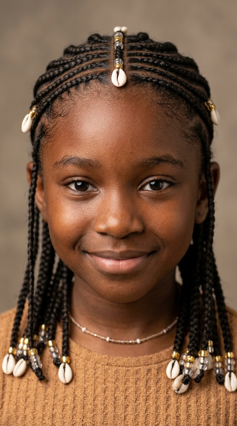 Fulani Braids with Shell Accents