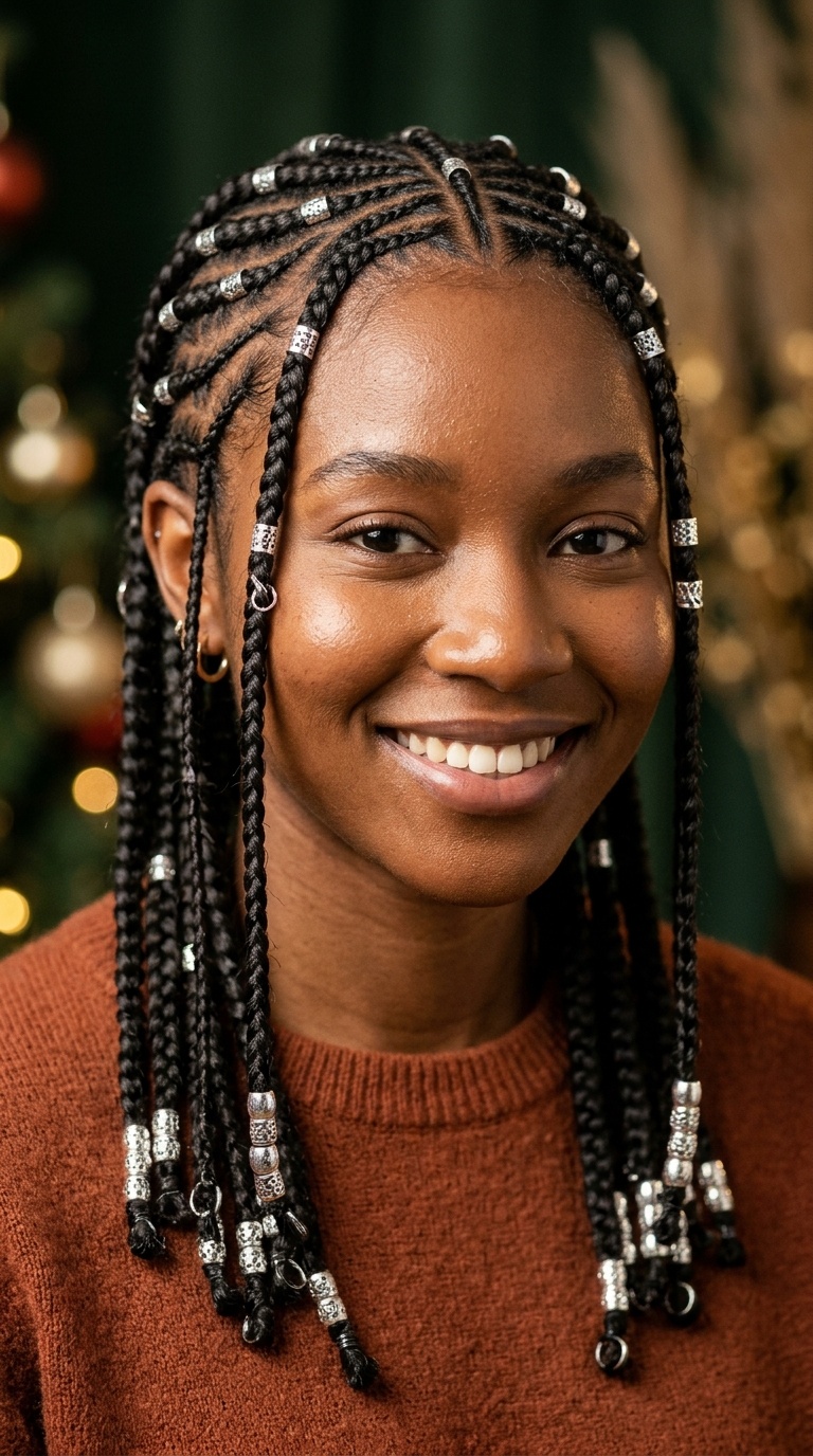 Fulani Braids with Silver Beads
