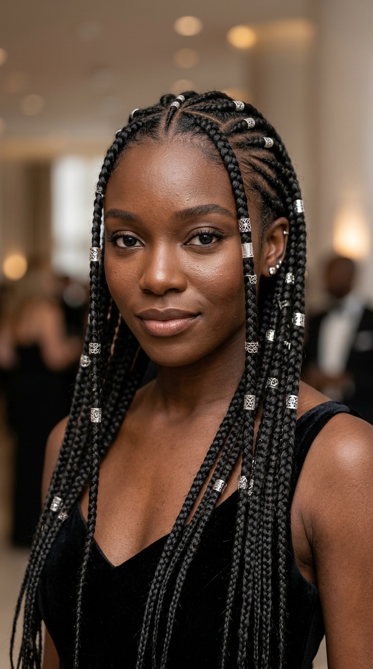 Fulani Braids with Silver Cuffs