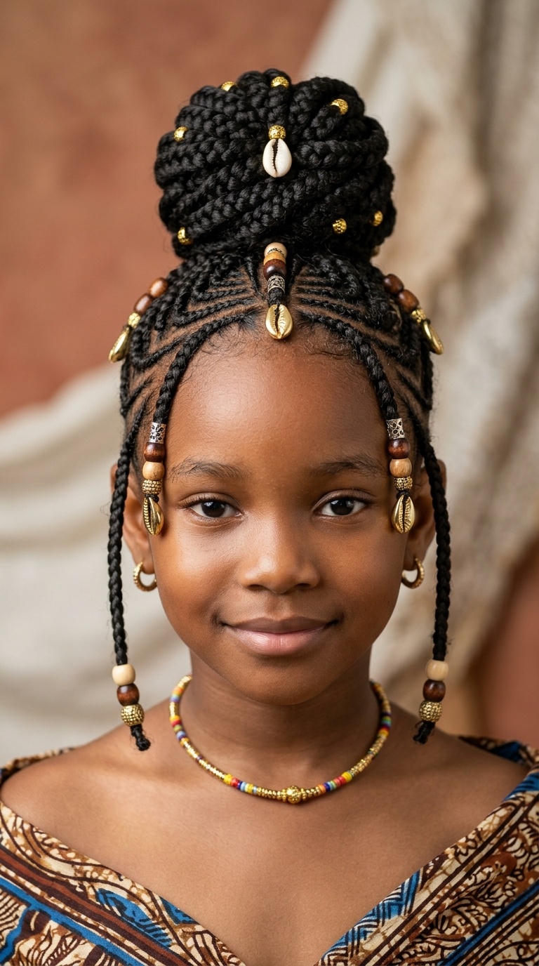Fulani Braids with Top Knot Bun