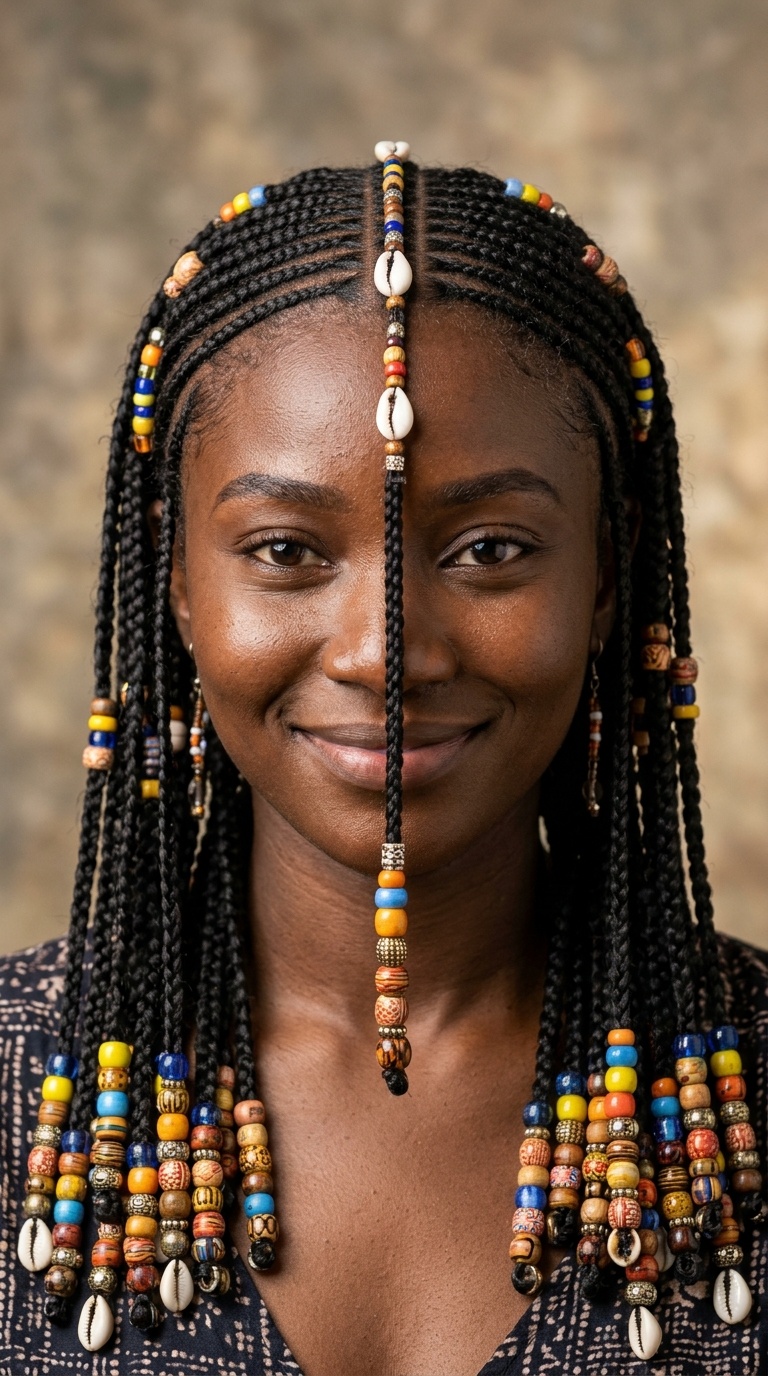 Fulani Braids with Traditional Beads