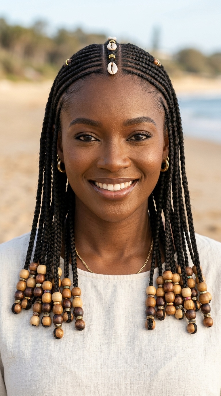 Fulani Braids with Wooden Beads