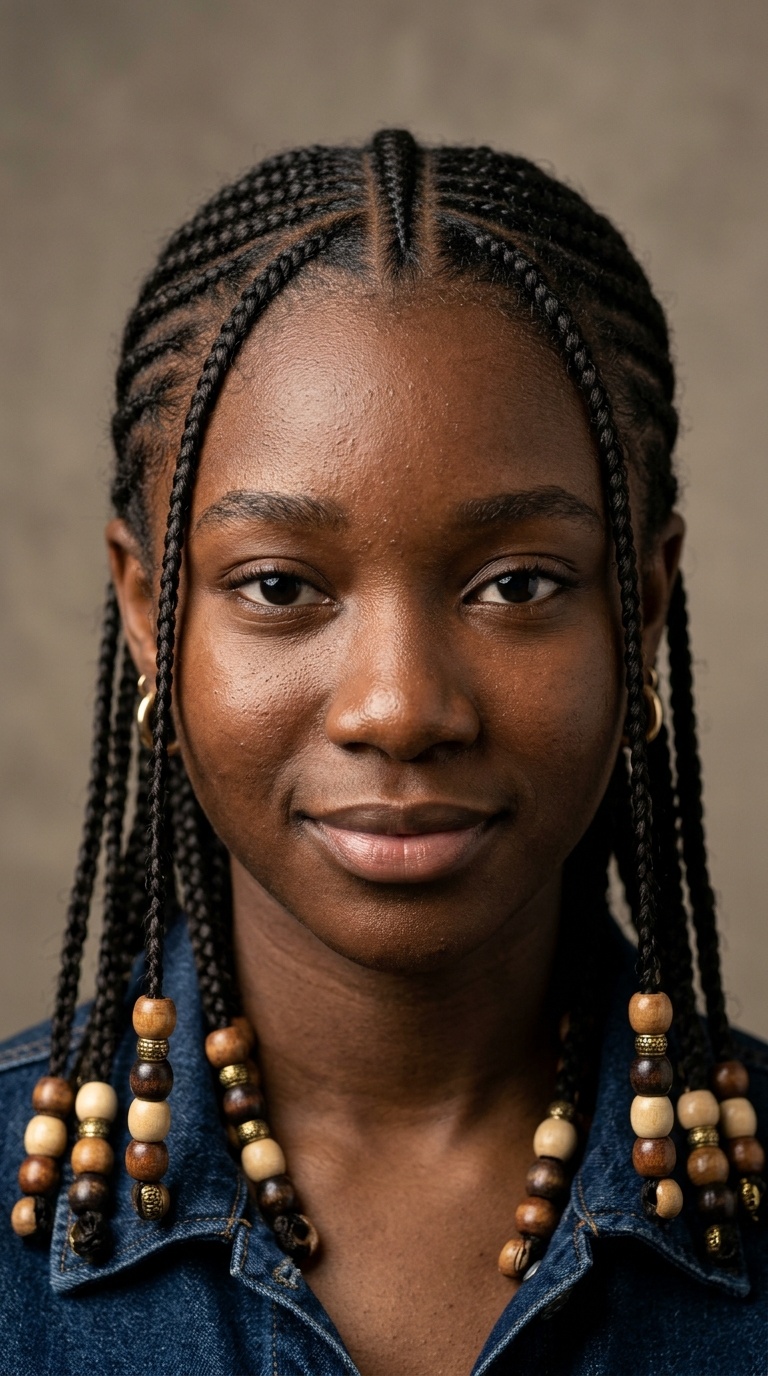 Fulani Braids with Wooden Beads
