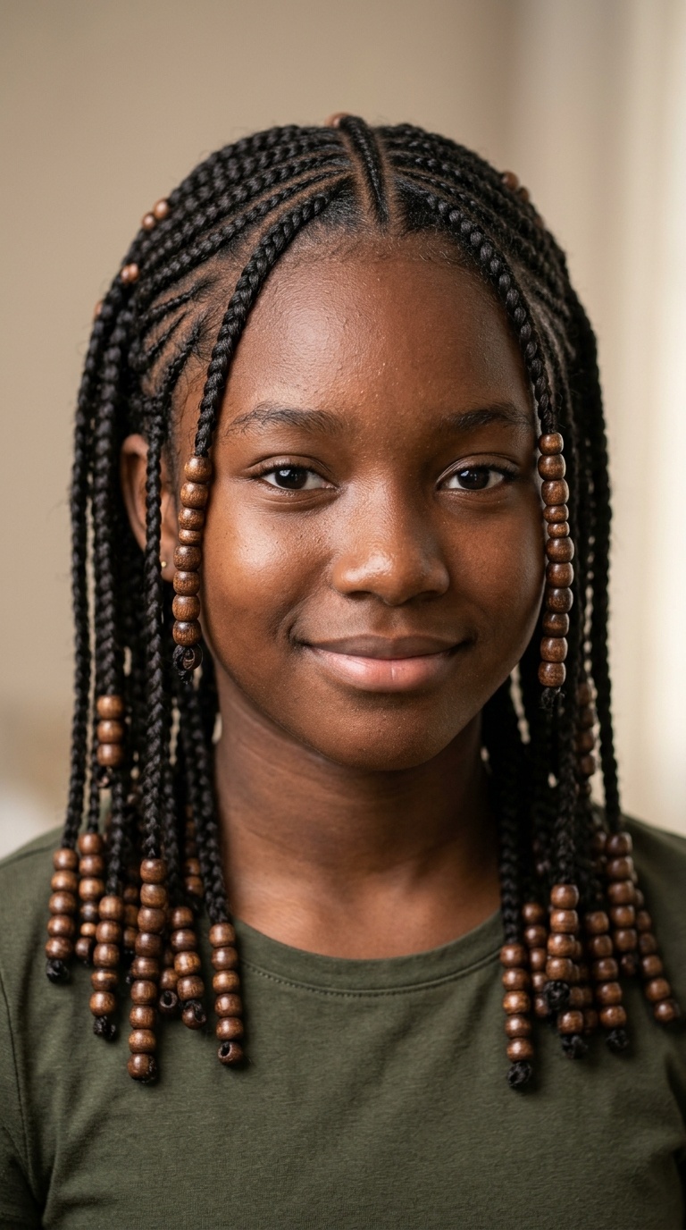 Fulani Braids with Wooden Beads