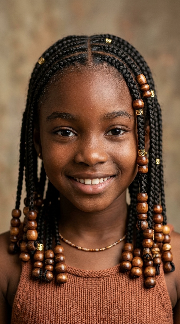 Fulani Braids with Wooden Beads