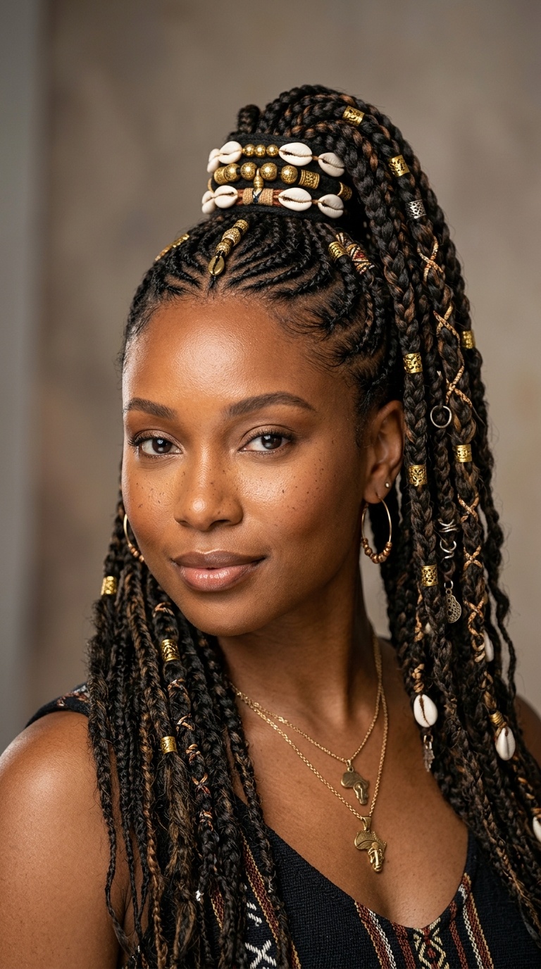 Fulani-Inspired Accented Ponytail