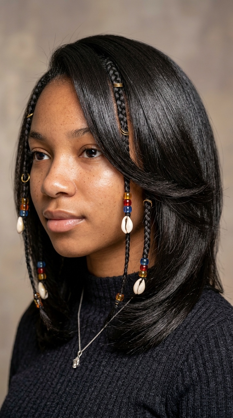 Fulani-Inspired Accents on Layered Silk Press