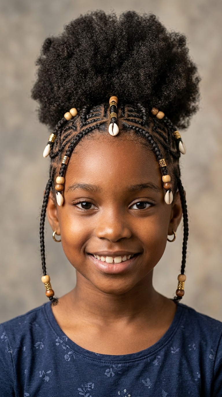 Fulani-Inspired Braids with a High Puff