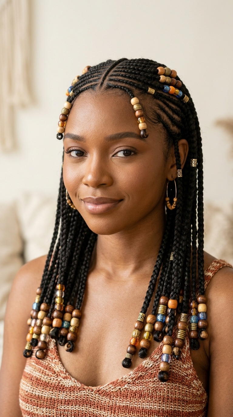 Fulani-Inspired Braids with Beads