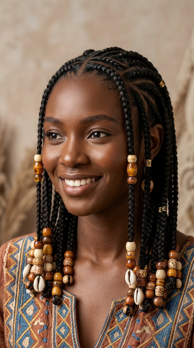 Fulani-Inspired Braids with Beads
