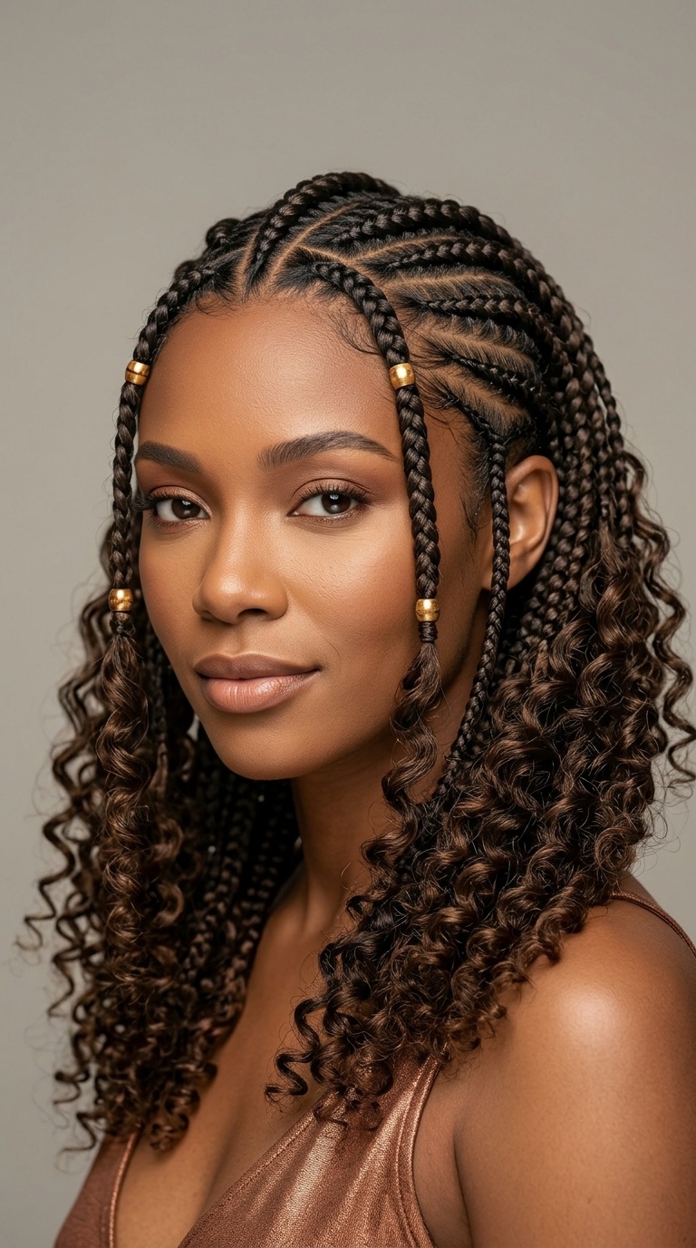 Fulani-Inspired Braids with Curly Ends