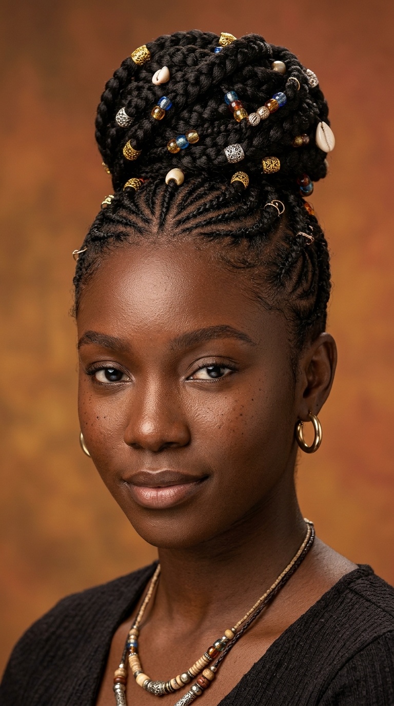 Fulani-Inspired Bun with Bead Accents