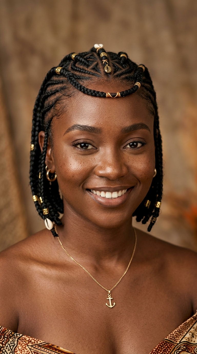 Fulani-Inspired Short Braids