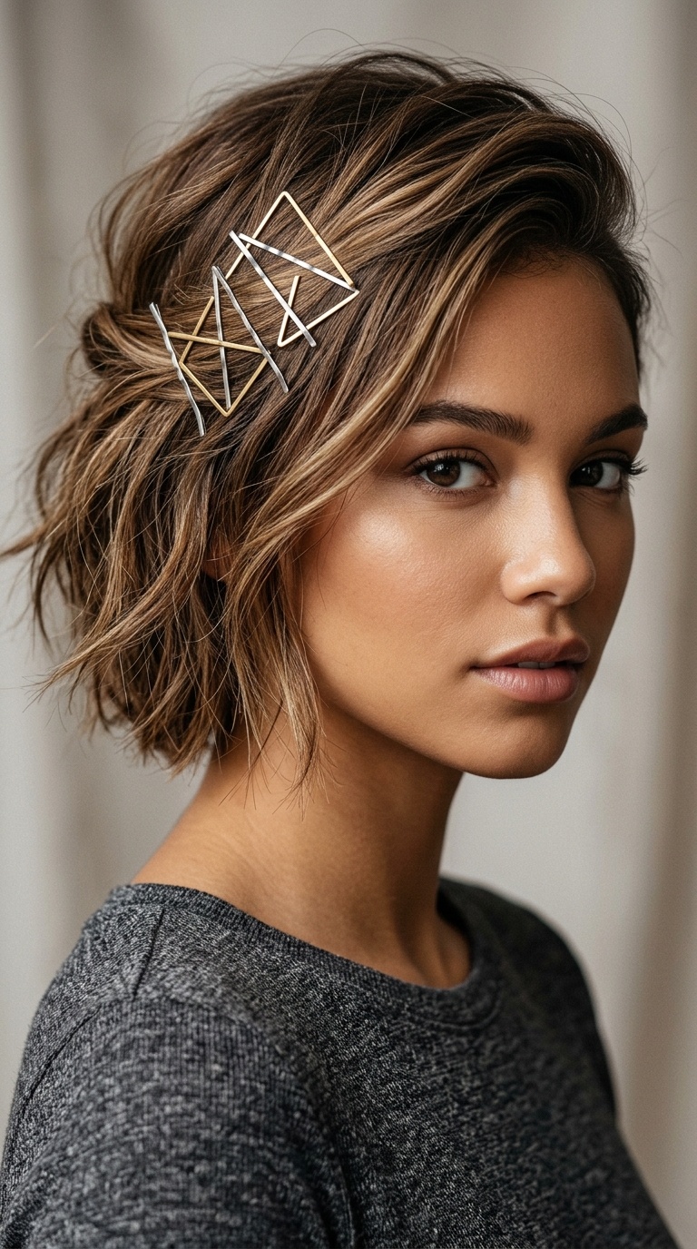 Geometric Bobby Pin Tuck