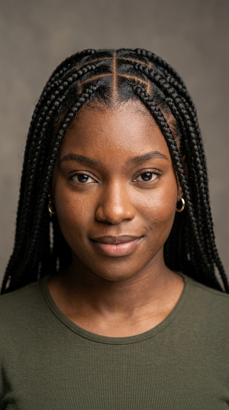 Geometric Box Braid Parting