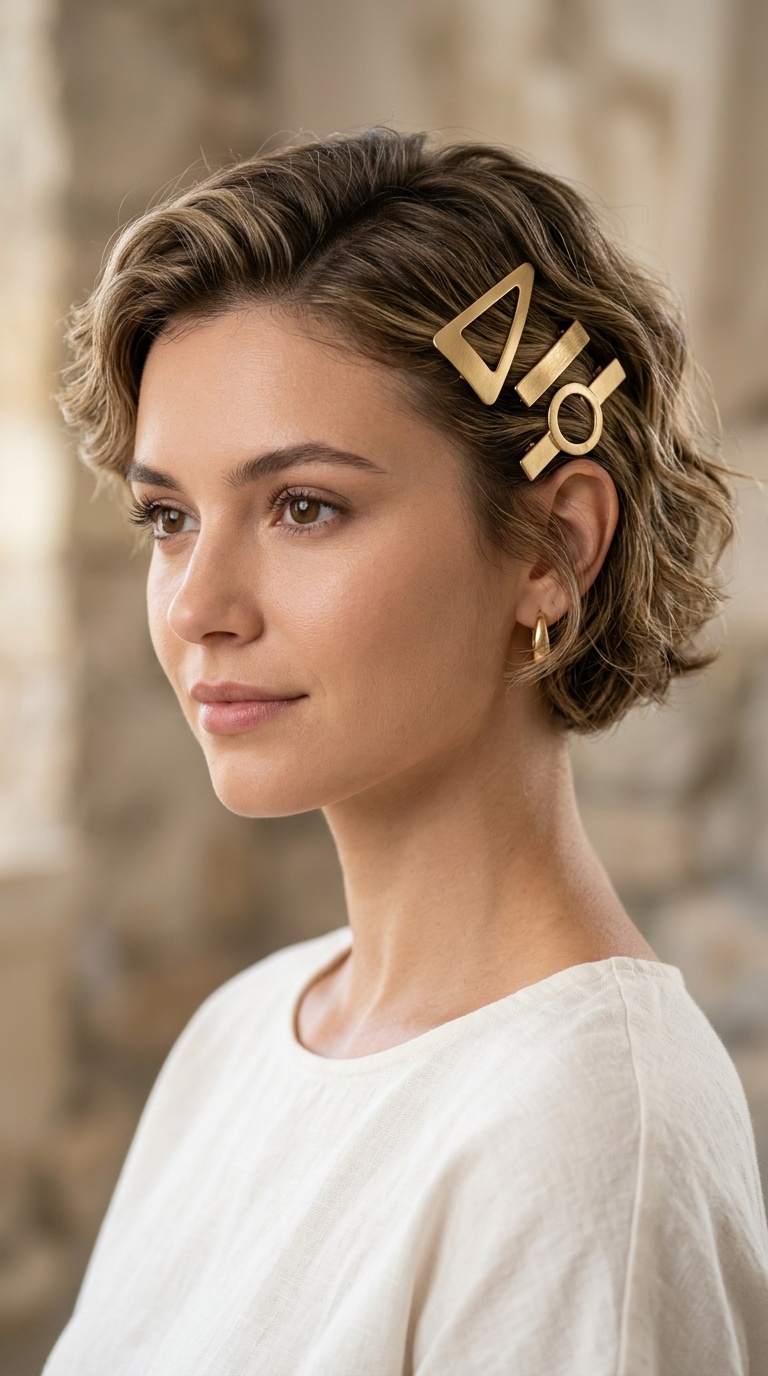 Geometric Gold Clip Accents
