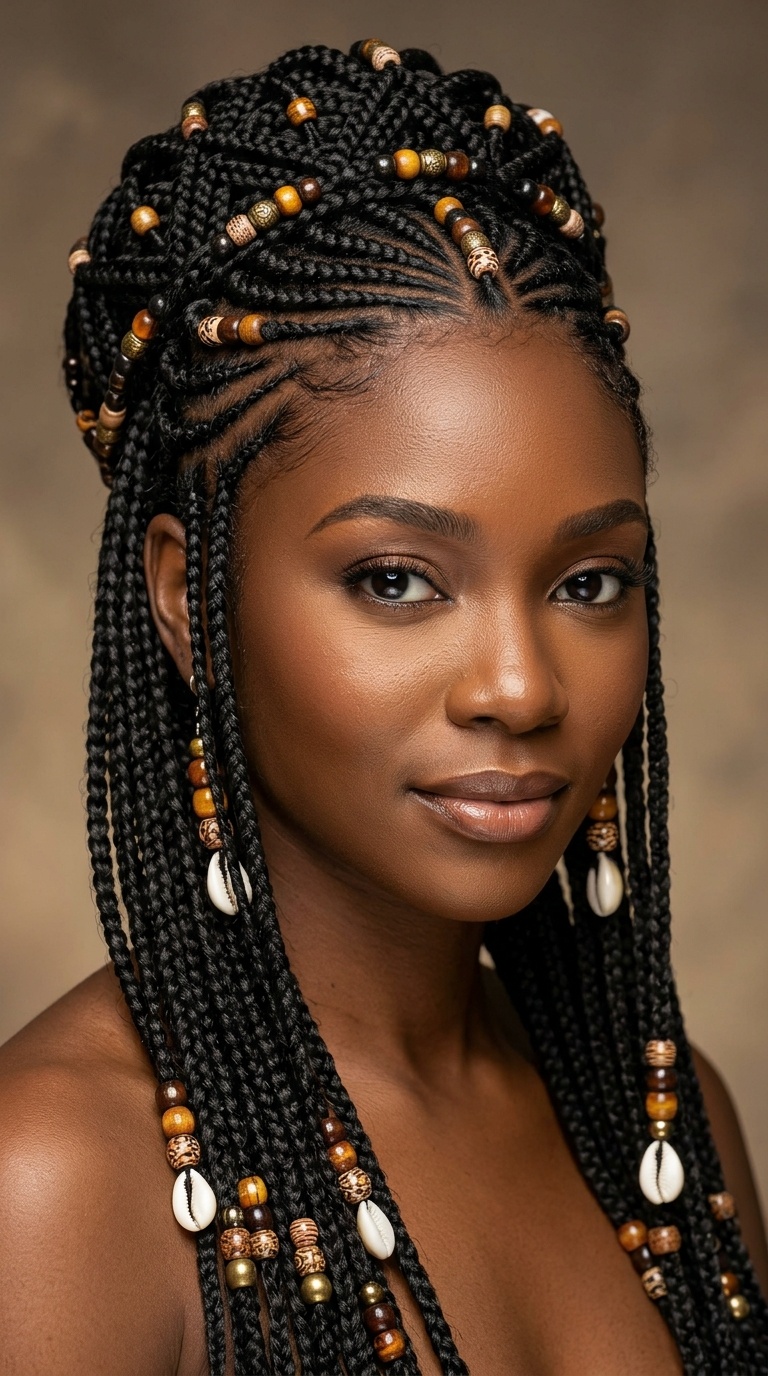 Geometric Patterned Crown with Side Cascades