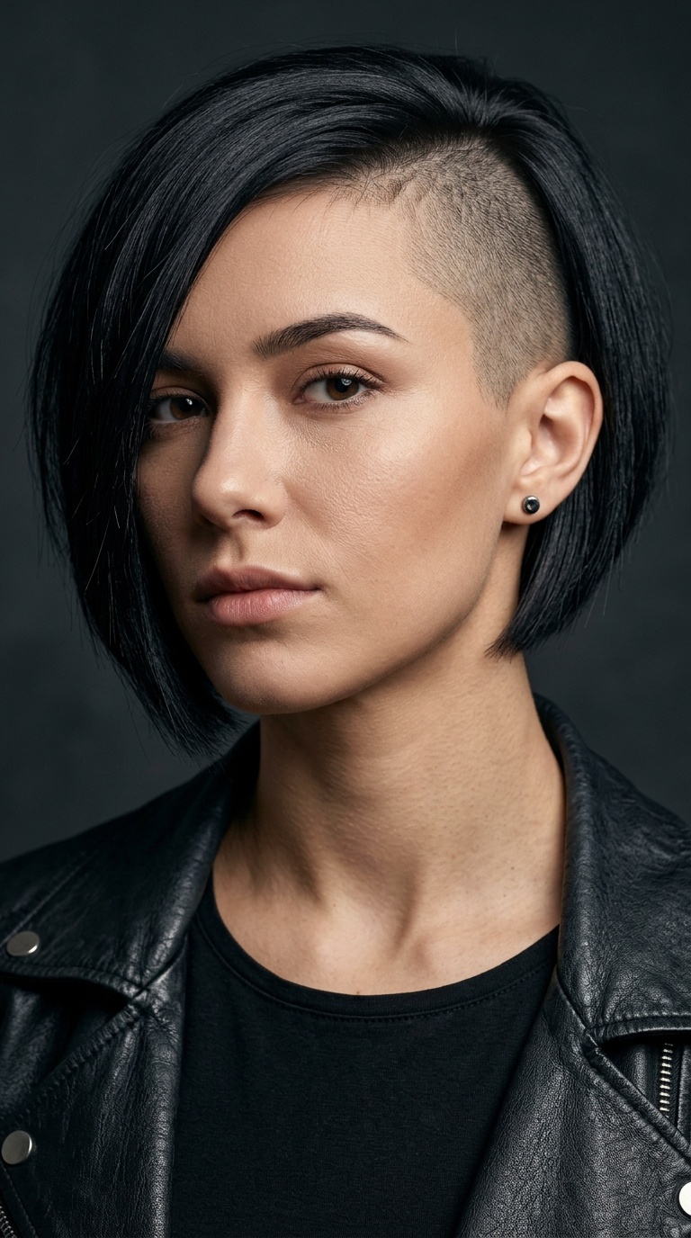 Geometric Side-Shave Bob
