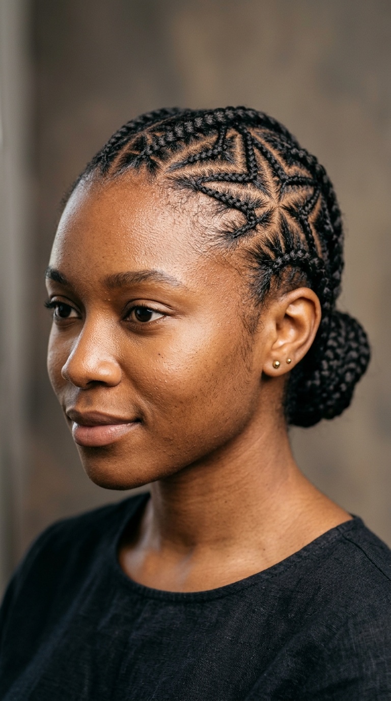Geometric Star-Patterned Cornrows