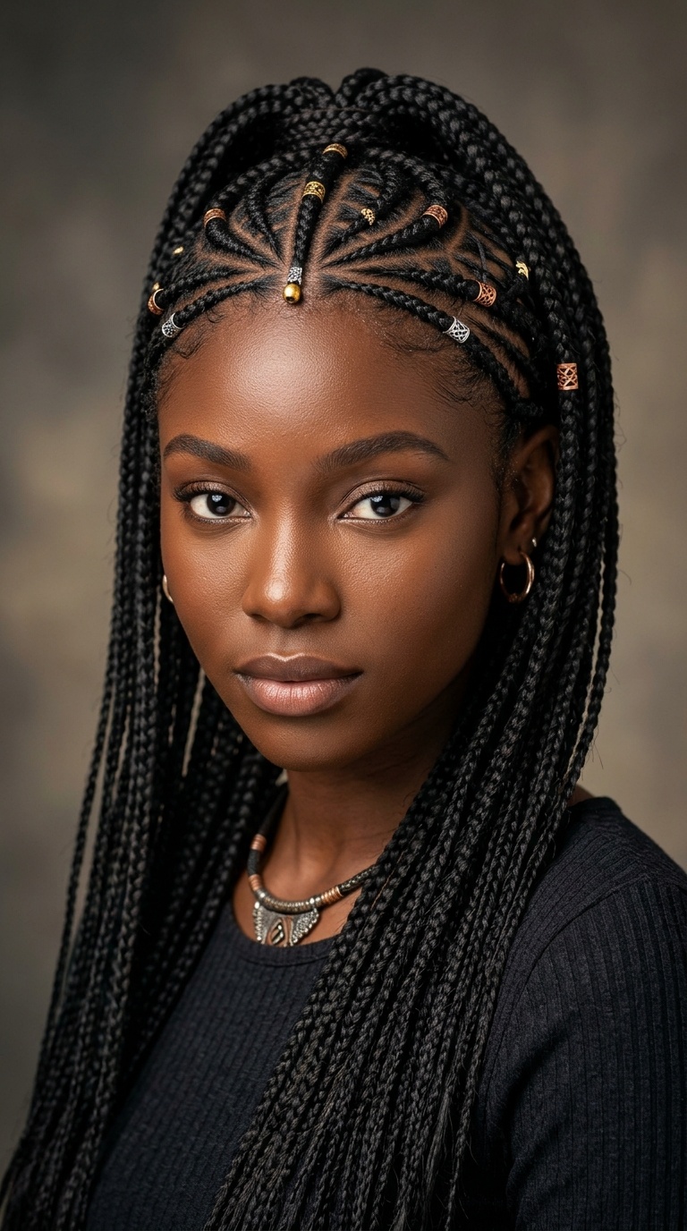 Geometric Tribal Fulani Braids