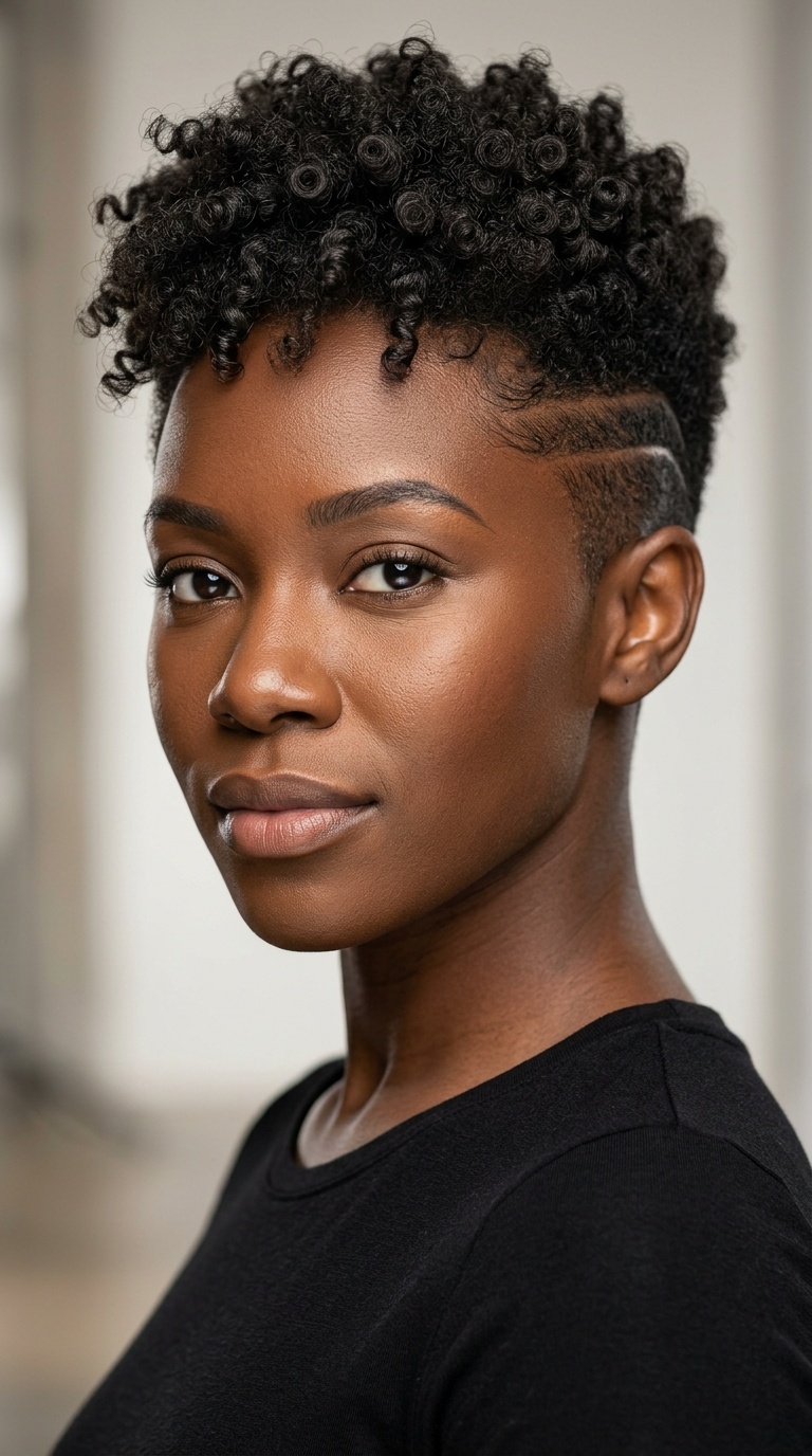 Geometric Undercut with Top Curls