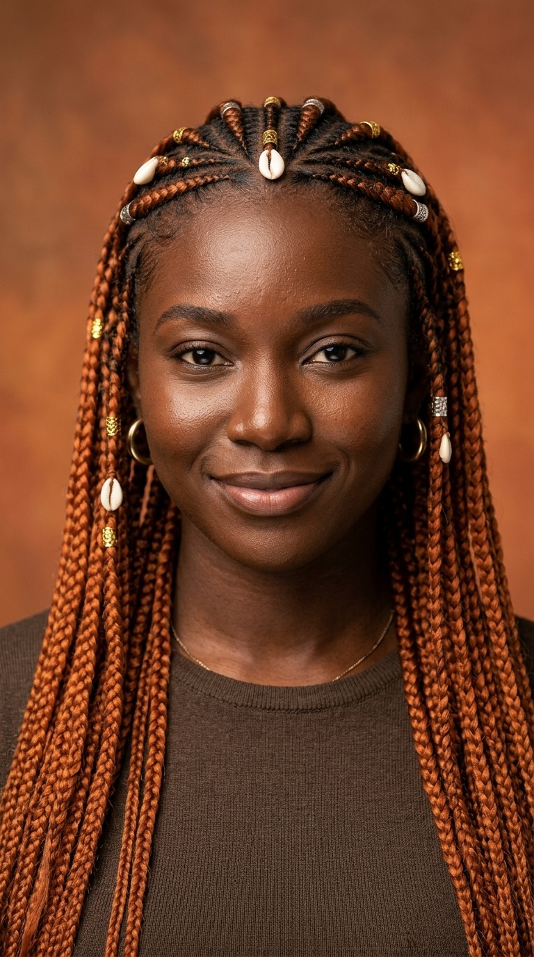 Ginger-Carrot Fulani Braids