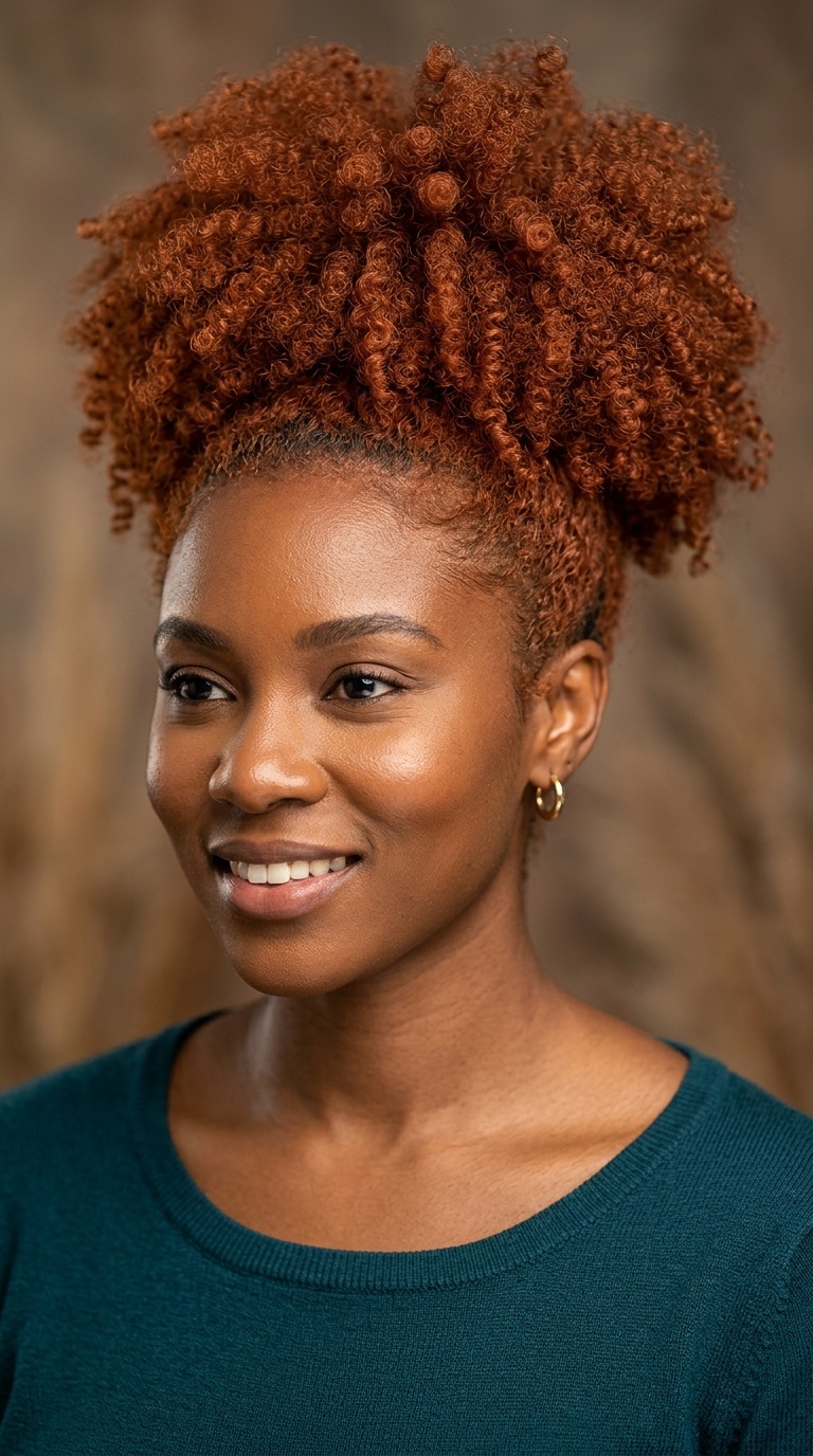Ginger Red Afro Puff Ponytail