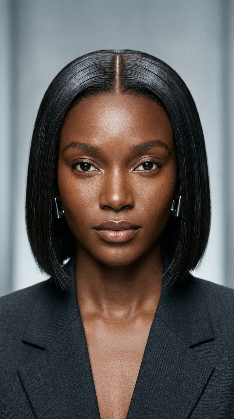 Glass Hair Bob with Razor-Sharp Part